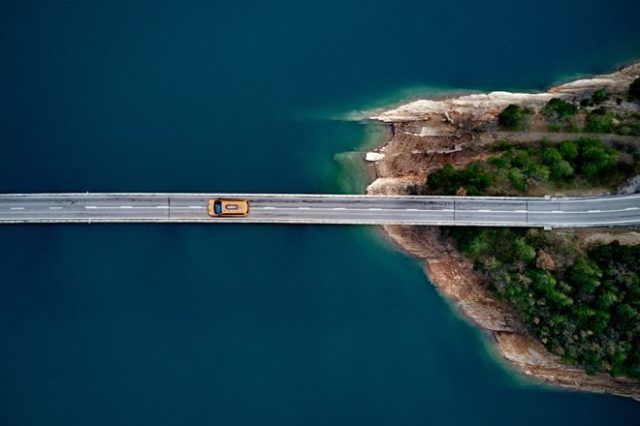 Fast Car over Island Bridge