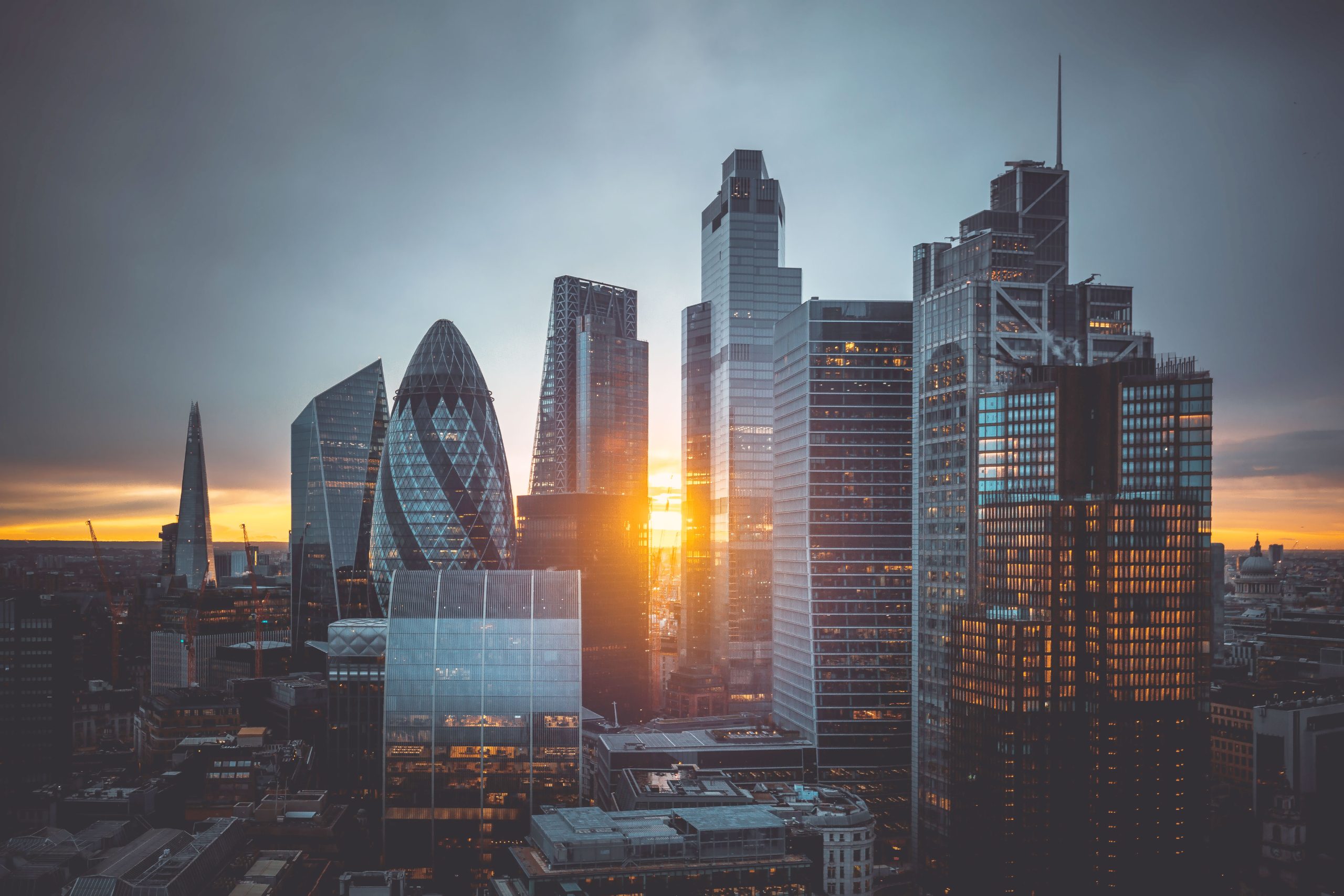 Cityscape of London at sunset