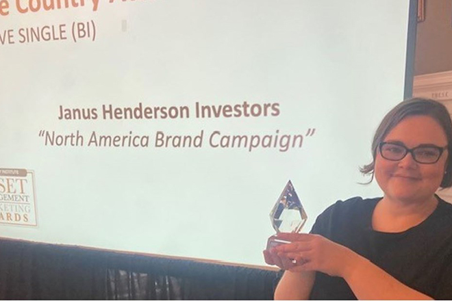 JHI winner holding award for North America brand campaign